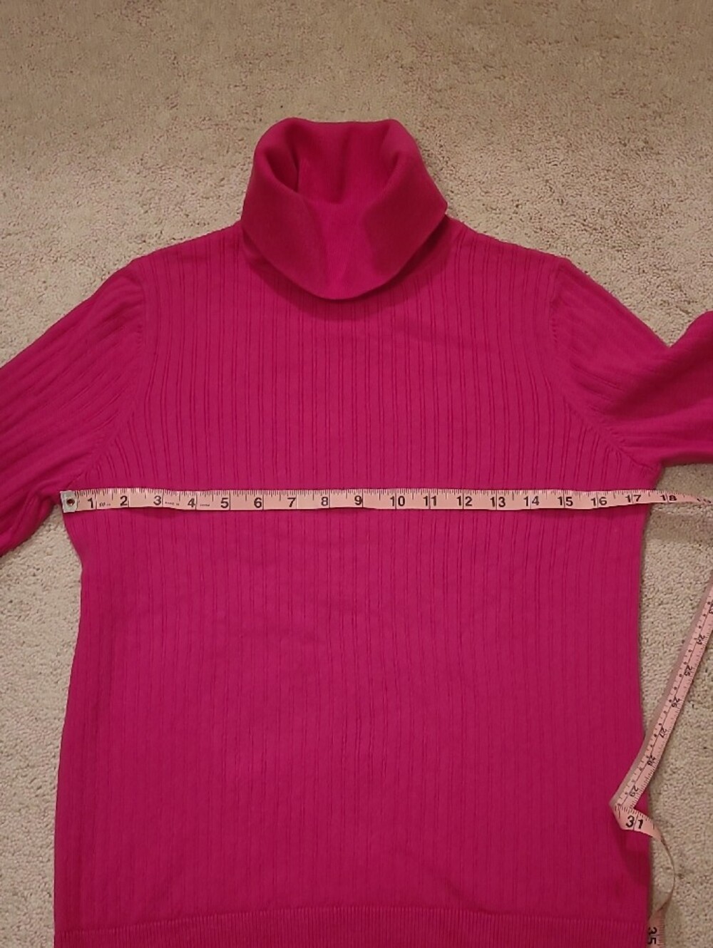 NWT Talbots Womens Size M Bright Fuchsia Ribbed Turtleneck Sweater - Picture 5 of 7